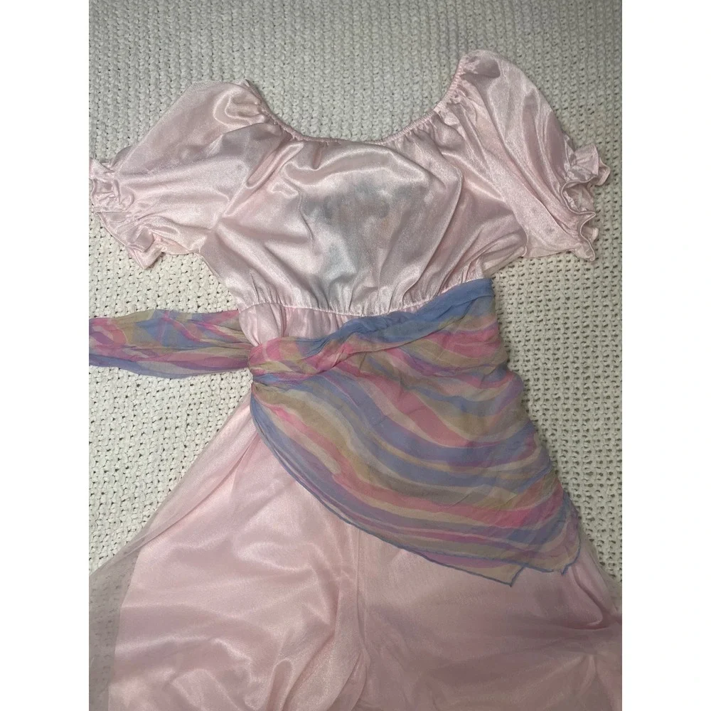 VTG 1pc Disney Aladdin Jasmine Jumpsuit Costume Pink Girls Sz8 PJ's Harem Pants